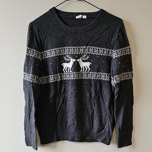 GAP  Medium Black and White Reindeer Crewneck Sweater
